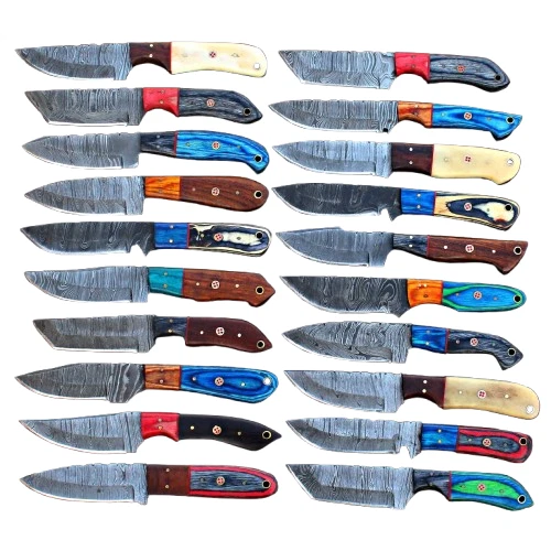 Lot of 20 Handmade Damascus Steel Full Tang Skinner Hunting Knives – Custom Set - Image 1 of 1