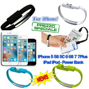 BRACCIALE USB IPHONE 5/5S/6/6S 7 7/S CAVO DATI CARICA SINCRONIZZA IPAD IPOD 2020 - Imagen 1 de 5