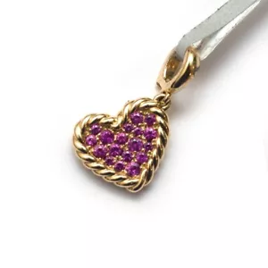 Ciondolo donna David Yurman Elements zaffiro rosa oro 18 carati esaltatore cuore nuovo con etichette - Foto 1 di 7