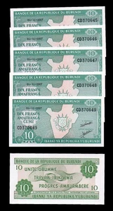 Burundi 10 Francs 2007 P33e x 5PCS UNCIRCULATED - Picture 1 of 1