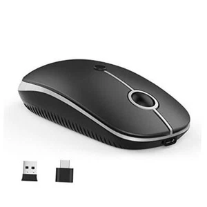 Type C Wireless Mouse, USB C MacBook Wireless Mouse Dual Mode Black and Silver - Picture 1 of 7