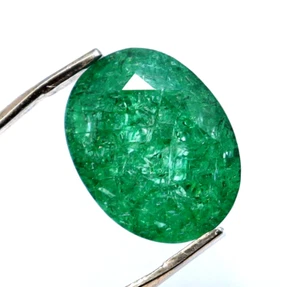 9.75 Ct Certified Natural Green Emerald Oval Cut May Gemstone With Free Gift - Picture 1 of 10