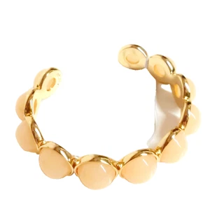 J.Crew Cap Stone Cuff Statement Bracelet Honey Brown Gold Plated Brass AK819 NWT - Picture 1 of 12