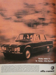 PRESSEWERBUNG 1963 ALFA ROMEO GIULIA 1600 TI LA FURIA ALFA ROMEO - Bild 1 von 1
