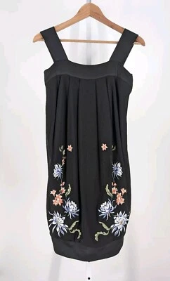 Vestido Vivienne Tam De Colección Años 90 Y2K Nylon Malla Seda Bordado Floral XS Negro Foto 1 de 4