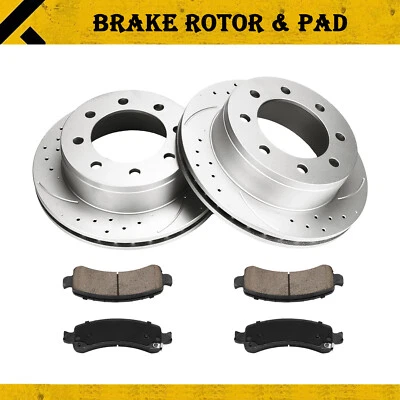 Drilled Rotors & Ceramic Brake Pads Rear for Chevy Express 3500; GMC Savana 3500 - Image 1 of 4