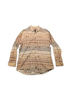 Woolrich Men Button Up Shirt Beige Aztec Flannel Pockets Long Sleeve - Picture 1 of 5