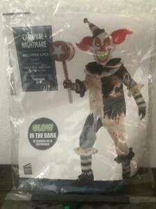 Scary Clown Carnival Halloween Costume Boys M-8-10 Nightmare Orange Hair
