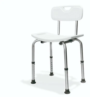 AKW Freestanding Bath Shower Seat, Adjustable Height, Back Support