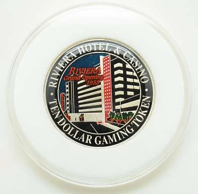 Riviera Casino Las Vegas Nevada $10 Hand Painted "Grand Opening 1955" Token 1999 - Image 1 of 2