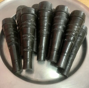 5 PC 3" Handmade Clay Chilam Chillam Chillum Smoking Pipe Terracotta Glazed BlK - Picture 1 of 6