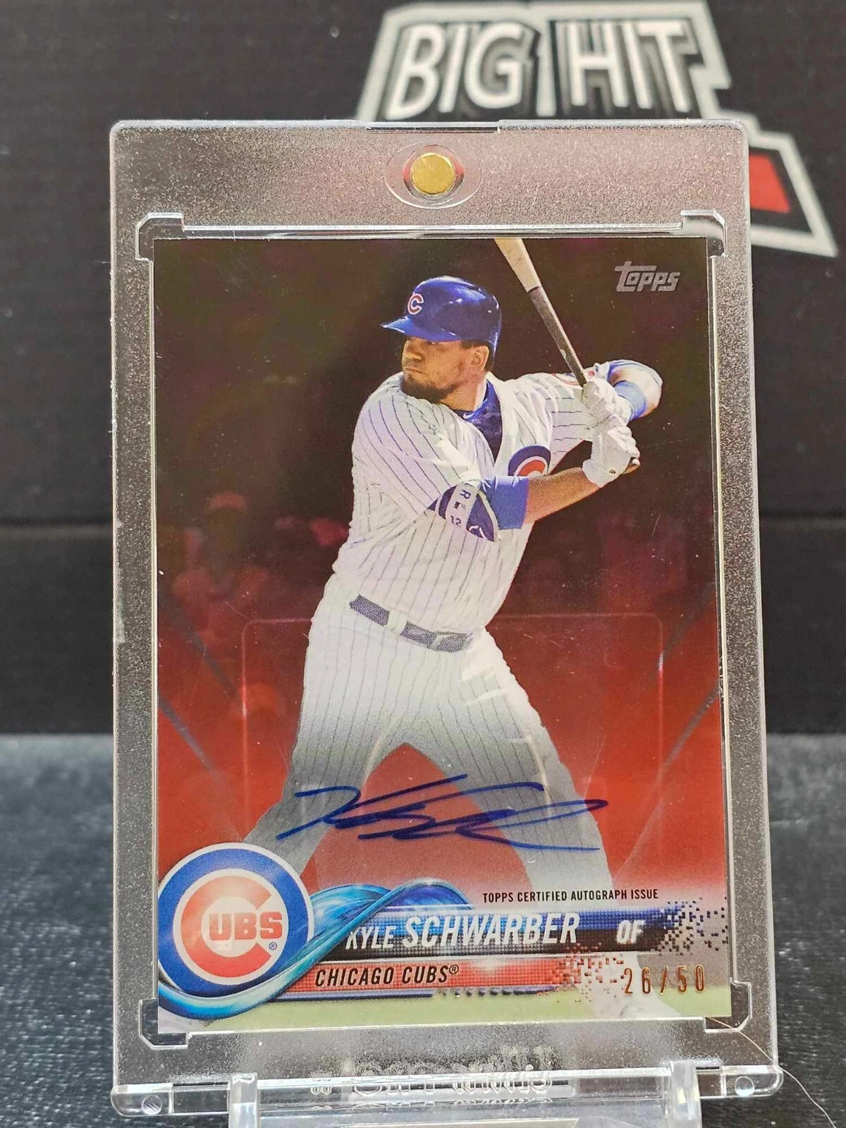 2018 PANINI CLEARLY AUTHENTIC KYLE SCHWARBER RED PARALLEL AUTO CUBS #D 26/50