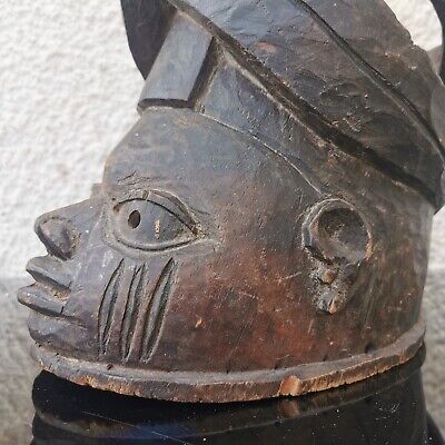 Antique 19c Yoruba Gelede Helmet Mask Carved Wood Nigeria African Tribal Art Rar • 334$