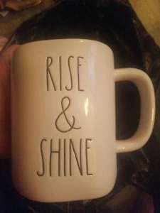 NEW! Rae Dunn RISE & SHINE 16 Oz Yellow/White Mug Coffee Tea Drinks by Magenta  - Picture 1 of 4