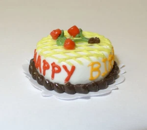 Dollhouse Flower Happy Birthday Cake Food for Doll House Miniature Bakery #2 - Picture 1 of 1