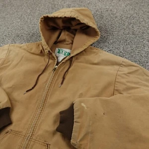 VTG Key Jacket Mens 2XL Brown Canvas Zip Barn Chore Work Coat Bomber Grunge - Picture 1 of 20