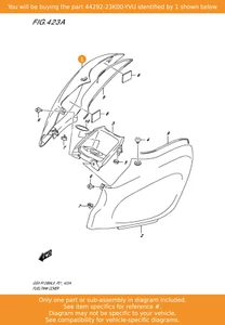 SUZUKI Cover, Fuel Tank Rh (black), 44292-23K00-YVU OEM - Picture 1 of 1