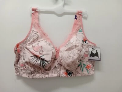 NWT Catherines Multicolor Wireless Back Hook Bra Size 46C - Image 1 of 2