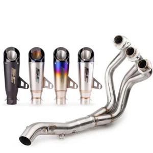Full Exhaust System Manifold Link Pipe Mufflers For Yamaha MT09 FZ09 FJ09 XSR900 - Bild 1 von 7
