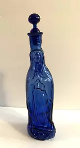 Vintage Our Lady of Guadalupe mexikanische kobaltblaue Weihwasserglasflasche mit Stopfen - Bild 1 von 7