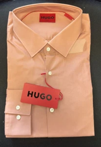 Hugo Boss Men's Kenno Slim Fit Long Sleeve Dress Shirt, Pastel Red - Picture 1 of 5