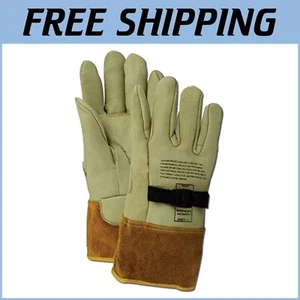 Guantes de liniero de cuero premium - Protección de alto voltaje, talla 10 | 12 pulgadas - Imagen 1 de 6