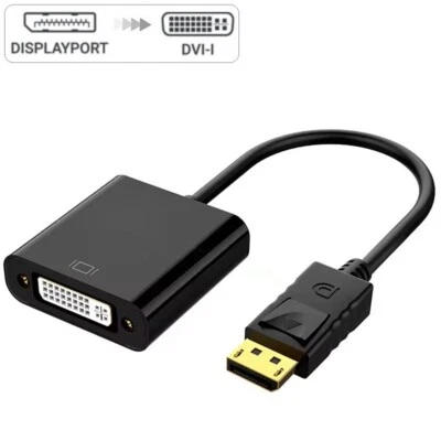 DisplayPort zu DVI Adapter DP zu DVI Konverter Full HD 1080p PC Beamer Vergoldet - Bild 1 von 4