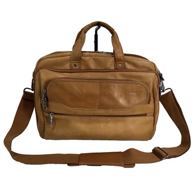 Samsonite Maletín de Cuero Tostado 17" Bolso Mensajero para Laptop - Correa Larga Ajustable Foto 1 de 4