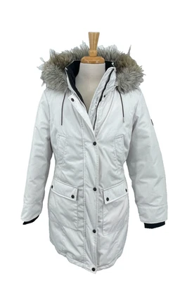 Andrew Marc Women's Snorkel Parka Jacket with Faux Fur Trimmed Hood White Large - Image 1 of 4