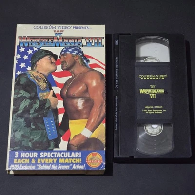 VHS WWE WWF WrestleMania VII 1991 Sgt Slaughter Hulk Hogan Cassette Vintage - Image 1 of 4