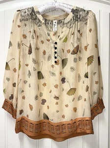 ANTHROPOLOGIE FLOREAT SEIDENSHIRT OBERTEIL BLUSE DAMEN 4 SMALL (Brustumfang 38") Neuheit - Bild 1 von 3