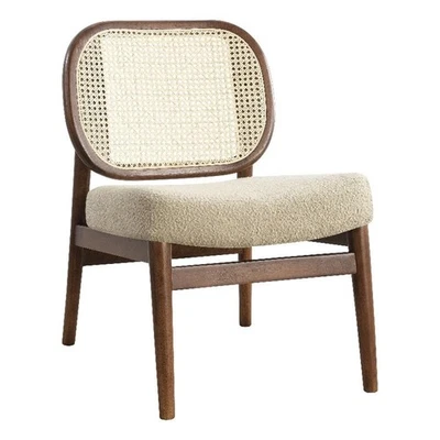 Silla Coaster Rayo 16" con respaldo de caña de ratán con asiento acolchado en camel Foto 1 de 4