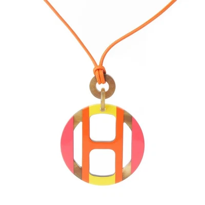 Hermes Cuerno de Búfalo H Equipo Collar Accesorio Naranja Usado Foto 1 de 4