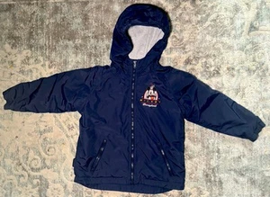 Disneyland Resort Lined Jacket Coat Hooded Zip Up Navy Blue Mickey Mouse SMALL - Picture 1 of 8
