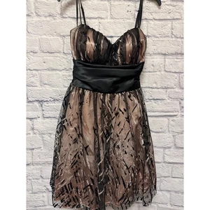 Deb Vintage Rouge & schwarz Glitzer Spitze formell Party kurzes Kleid Herzausschnitt 11/12 - Bild 1 von 4