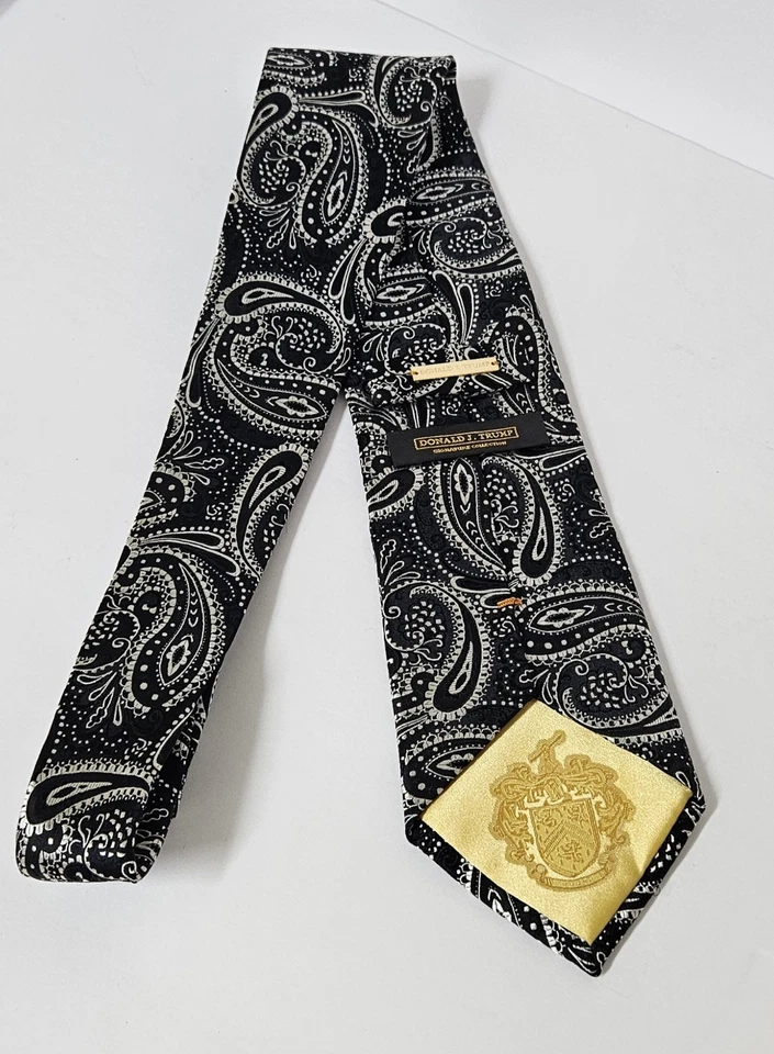 Corbata Donald Trump Signature Presidential Seal Collection 100 % seda barra dorada negra Foto 1 de 4
