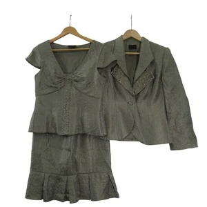 Frank Usher 3 Piece Suit UK12 Green Rayon Blend Womenswear Vintage - Preloved - Picture 1 of 24