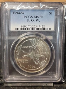 MS70 1994-W POW Commemorative Silver Dollar PCGS Blue Label - Picture 1 of 2