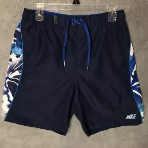 Nike Swim Board Shorts Navy Blue Spellout Sports Shorts Medium M - Picture 1 of 7