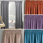 Pair Plain Textured Woven Effect Thermal Blockout Curtains, 3" Pencil Pleat Tape