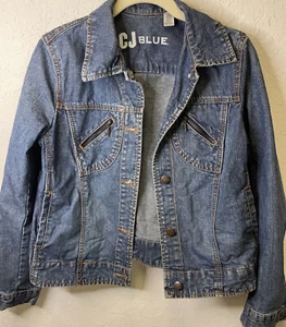 C J Blue Woman's Denim Jean Jacket Sz S Pockets Button Down Front - Picture 1 of 7
