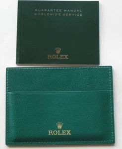 GENUINE ROLEX GREEN LEATHER MANUAL CARDHOLDER GUARANTEE WORLDWIDE WALLET NEW .05 - Picture 1 of 15