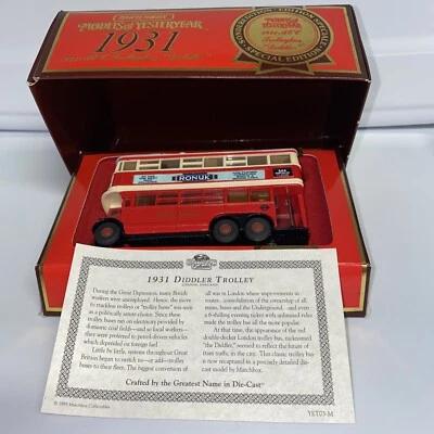 Matchbox Models Of Yesteryear 1931 AEC Trolley Bus "DIDDLER" Y10 Scale 1:76 - Image 1 of 4