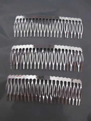 3 Pcs Wire Silver Hair Comb Bridal Wedding Supplies Make Veil Craft DIY 4.5 inch - Image 1 of 2