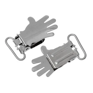 Lot 1-5 CLIPS ATTACHE TETINE METAL MAIN, BRETELLE CLIP SUCETTE CROCODILE 4cm - Imagen 1 de 1