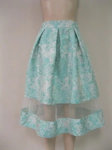 Gonna plissettata midi trasparente ASOS PETITE verde menta grigio avorio NUOVA ETICHETTE taglia US 6 - Foto 1 di 6
