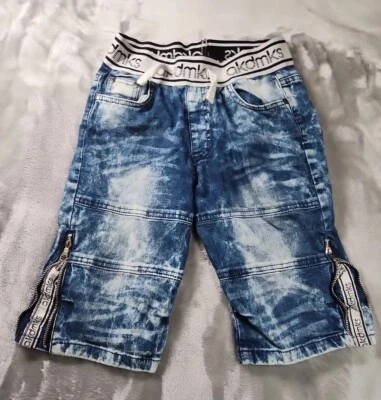Shorts retrô AKADEMIKS masculino tamanho 10/12 denim azul lavagem ácida anos 90 - Imagem 1 de 4
