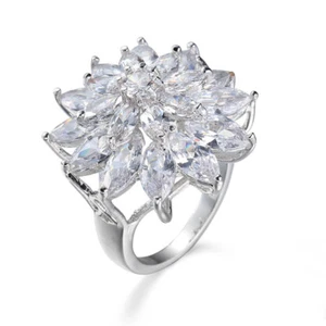 32.5 Cts Sparkling Horse Eye Genuine White Fire Topaz Silver Ring Size 6-10 - Picture 1 of 6