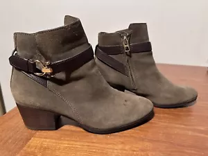 Women’s “Paulina” Boots Ankle By Coach Size 6.5M Suede/leather Zipper Heel 2” - Picture 1 of 13