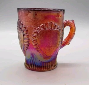 Vintage 1978 Ruby Red Carnival Glass Mug Indianapolis 3.5" Tall (M) - Picture 1 of 4